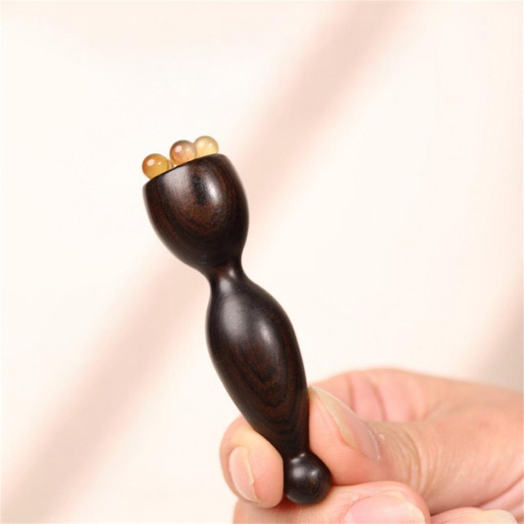 Wood Horn Small Lotus Eye Massager Facial Gua Sha Tool forStimulation Acupressure Lymphatic Drainage and Skincare