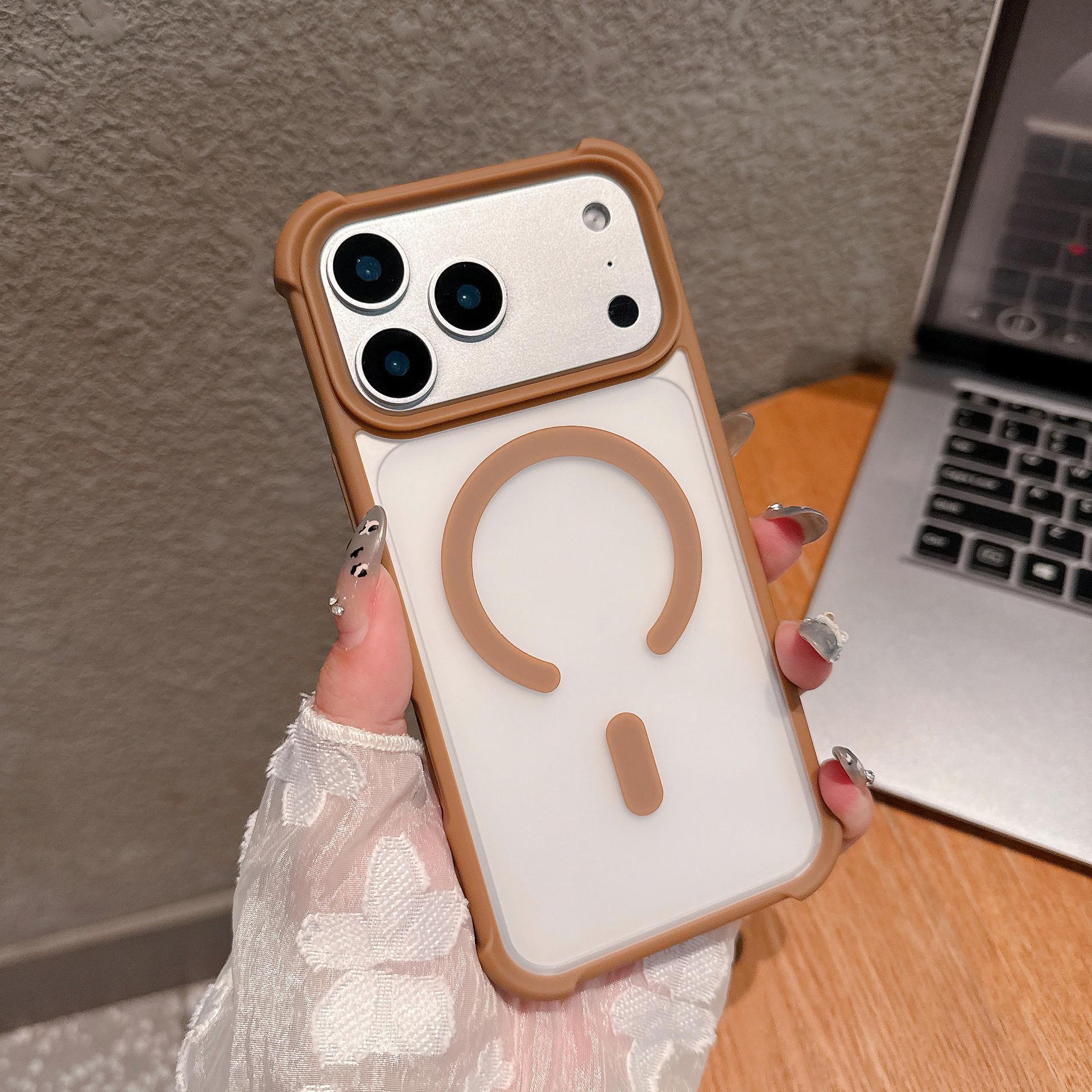 

Translucent Frosted Silicone Case for Apple 17 Pro Max/16 Pro/15 - Solid Color, Drop-Proof, Magnetic Phone Case iPhone 17 Air