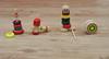 Miniaturní japonská tradiční dřevěná hračka Sada 4 kusů Darumy a (1 Wanage, Kendama, Otoshi, Yo-yo)