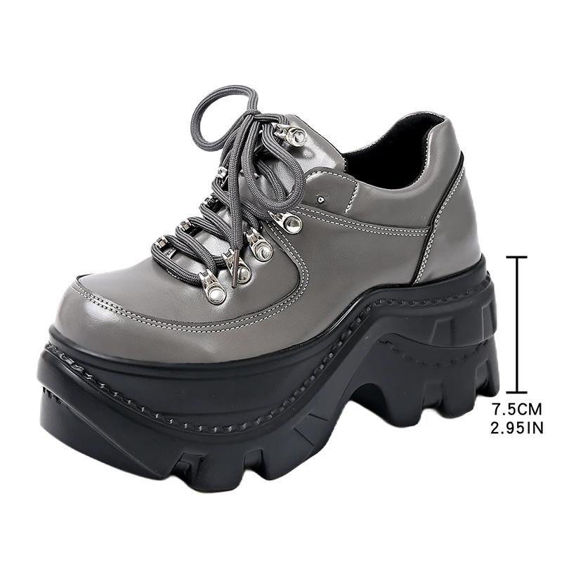 Fashion Fashion Black Chunky Sneakers for Women 2025 Autumn Platform Sports Shoes Woman Gothic Punk Style Thick Sole Sneakers Plus Size