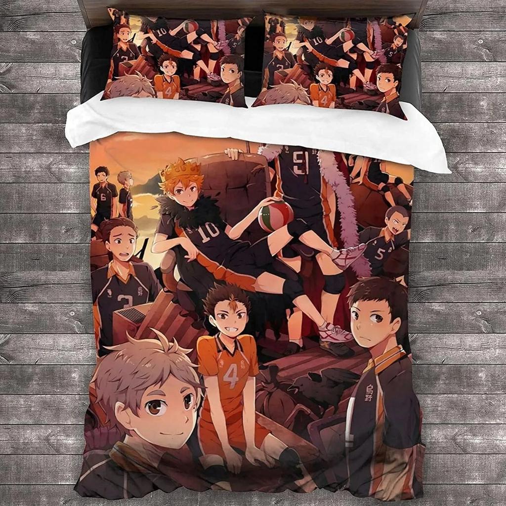 Comforter Haikyuu Children'S Volleyball Bedding Set Boys Girls Bedroom Decoration Single Double Size Kids Gift
