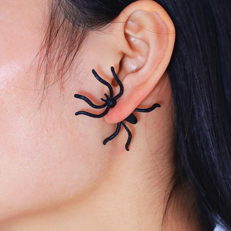 

1 PC Black Spider Stud Earrings for Women 3D Creepy Personality Unique Punk Earring brincos Fashion Zircon