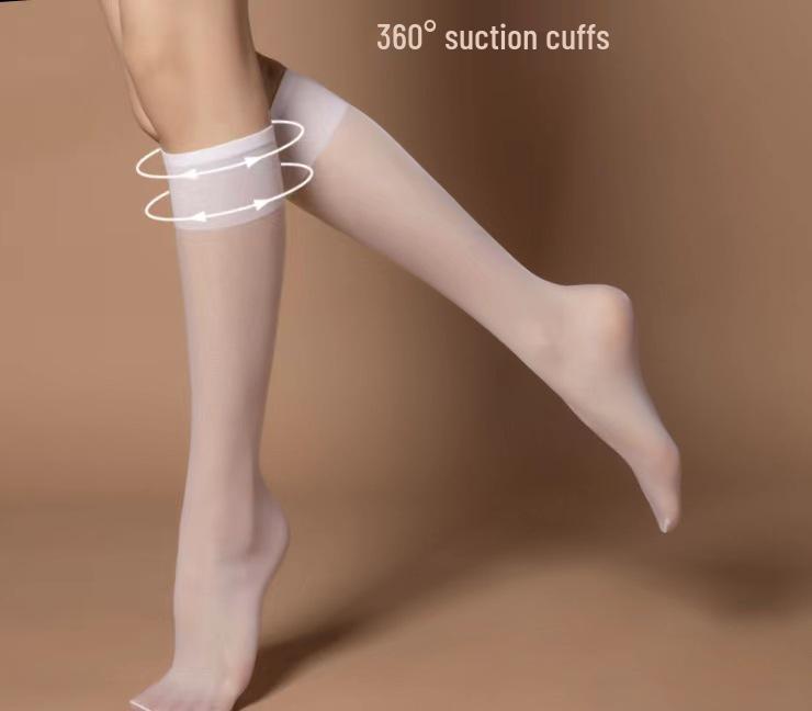 

Ультратонкие черные шелковые чулки до икры больших размеров для женщин - Прочные, Утягивающие One Size