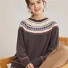 Women's 100% Cashmere Jacquard Sweater: Autumn/Winter Loose Round Neck Knitwear