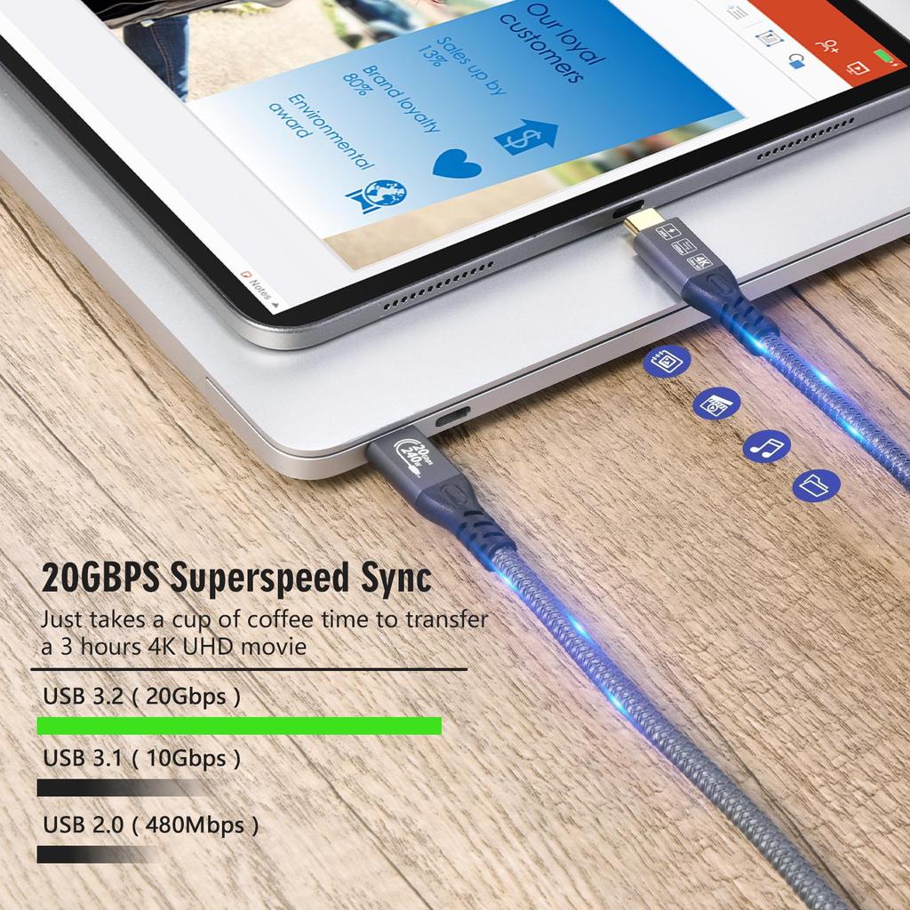 USB-C 240W Fast Charging 20Gbps Cable for 4K Devices