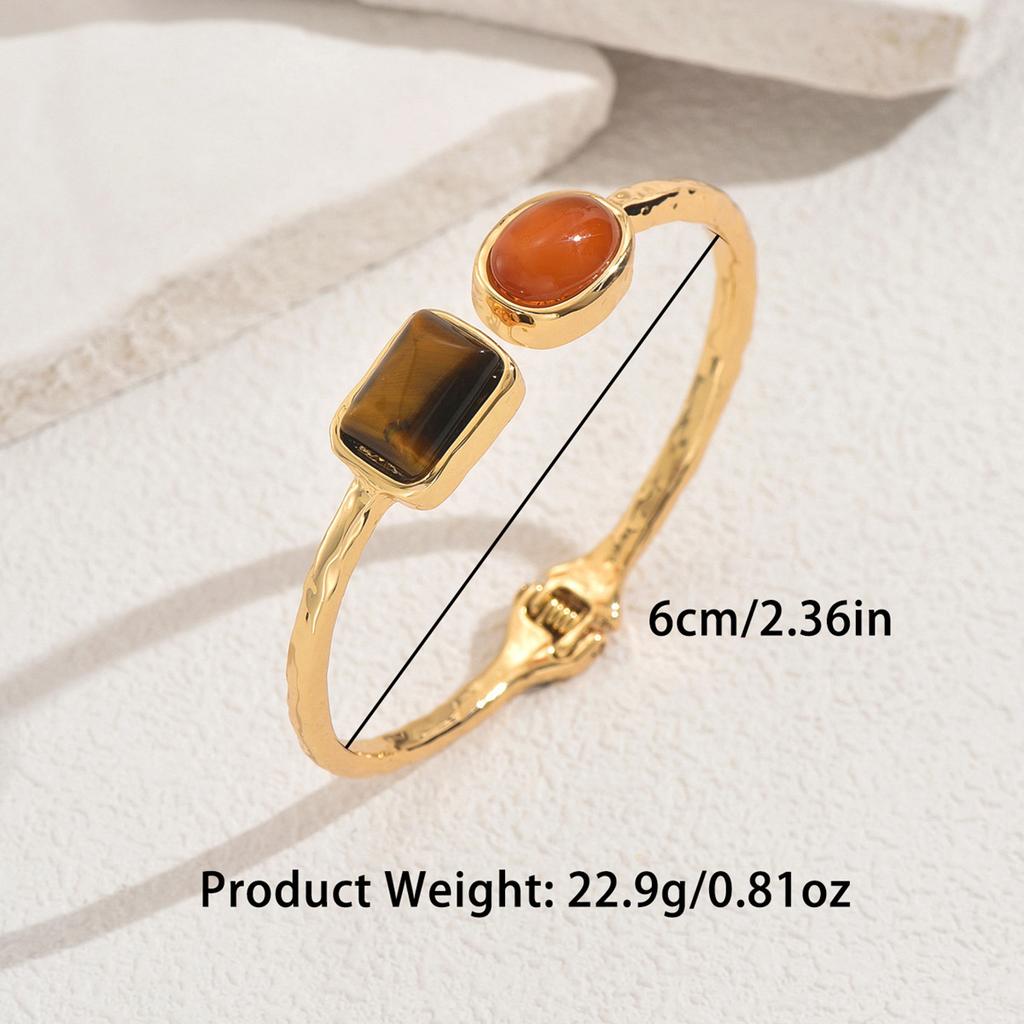 Medieval Style Women's Bracelet Geometric Setting Gemstone Opening Adjustable Design Bracelet High-end Women