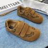 Leopard Print German Training Shoes Women's Big Head Retro Single Shoes 2025 Spring New Velcro Matte Leather Casual Board Shoes