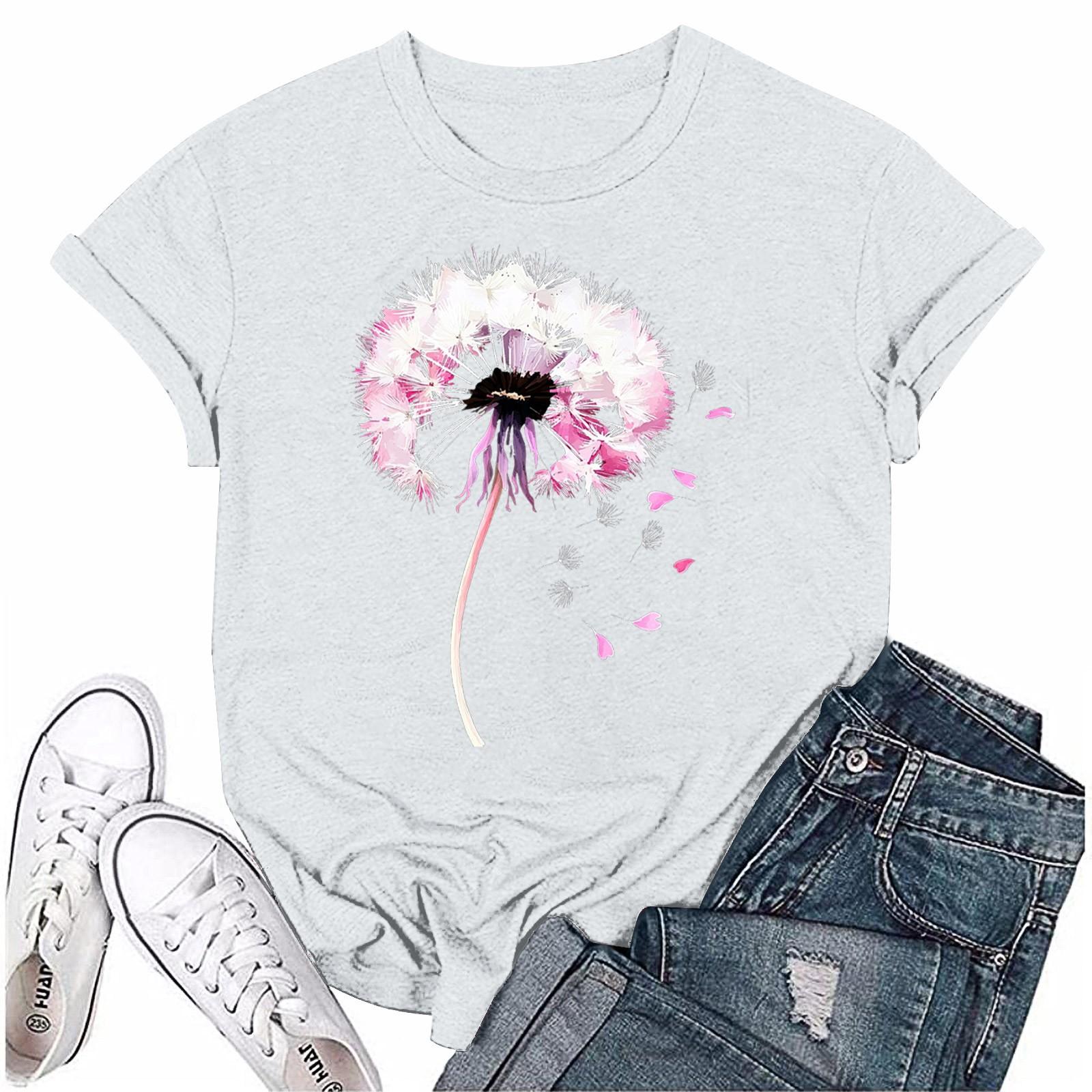 

Жіноча мода Принтована футболка з круглим вирізом та коротким рукавом Пуловер Топ XL білий