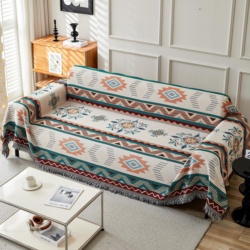 

Boho Cotton Linen Sofa Cover Towel Ethnic Style Geometric All-Cover Outdoor Camping Blanket Multifunctional Decor Sofa Covers 90x90cm