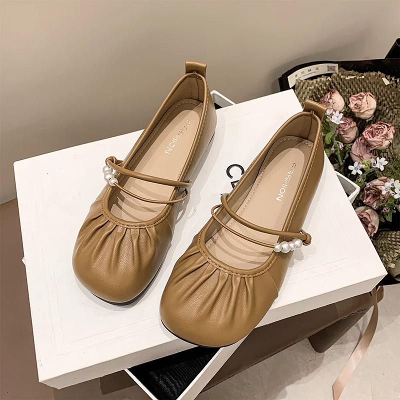 Flat-bottomed Mary Jane single shoes women's autumn gentle matching skirt shallow mouth soft-soled beanie shoes