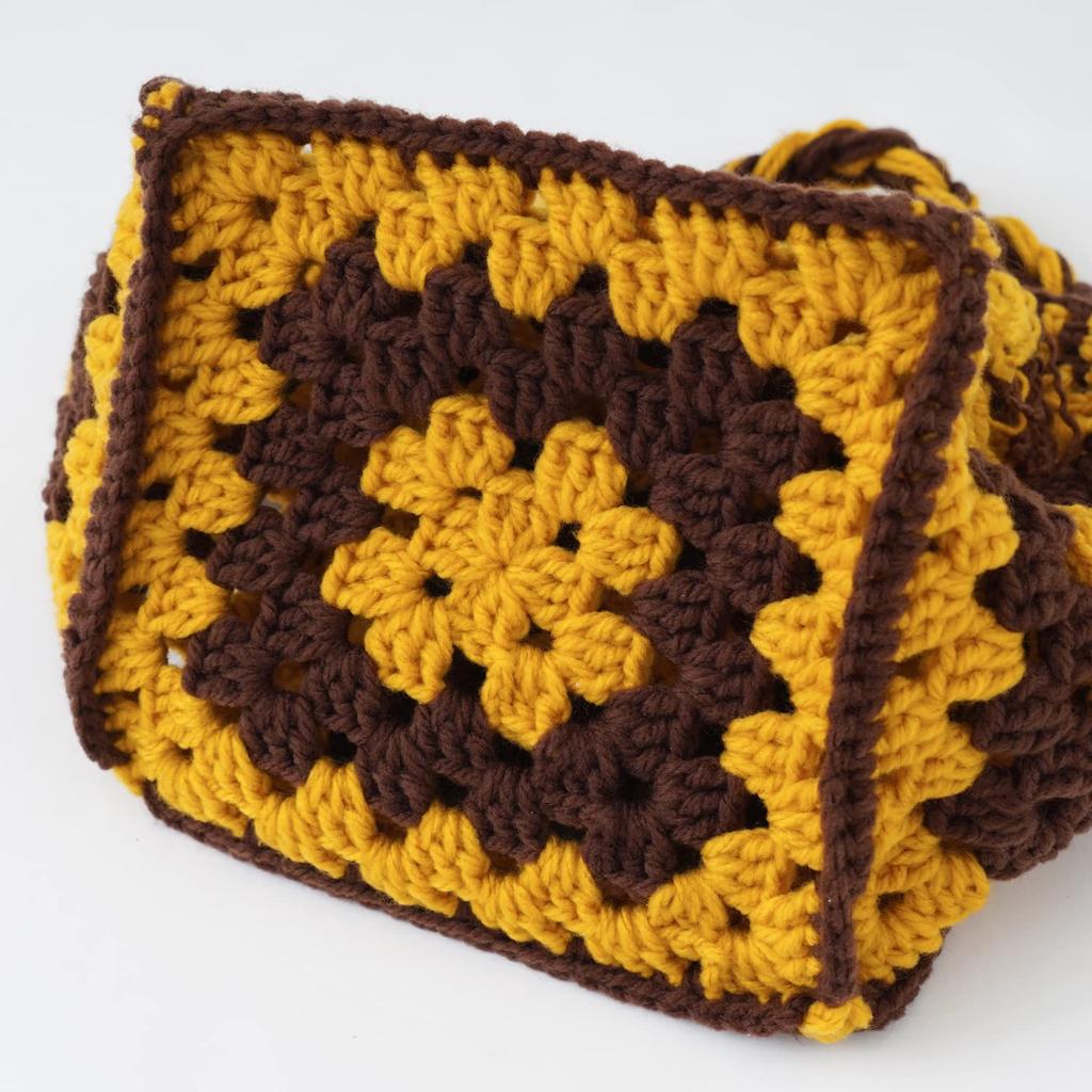 Raw Wool Knitting Kit Large Motif Bag In Mustard -