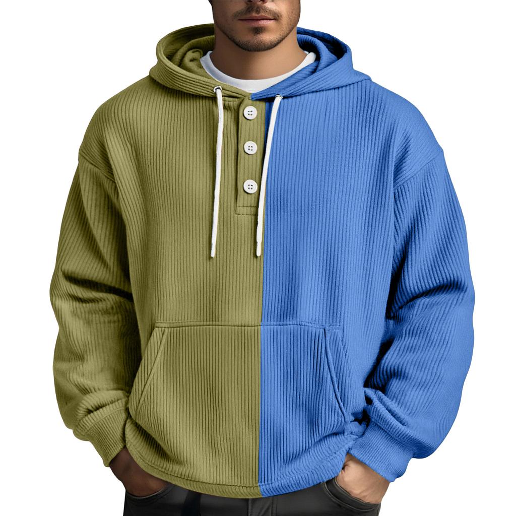 Men's Leisure Loose Three Clicks Color Clashing Hooded Hood Hoodie