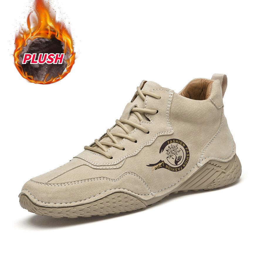 Leather Men's Shoes High-top Cotton Shoes Men's Casual Shoes Winter Velvet Thickened Shoes Martin Boots Men's