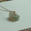 Natural Hetian Jade Lucky Lock Pendant Necklace Women Men Hand Carved Cloud Ruyi Motif Wax Cord Chain Daily Wear