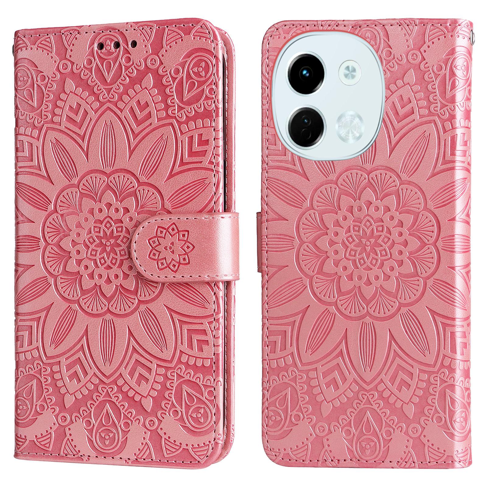 

For TECNO Spark 30 5G/Pova 6 Neo 5G Case Sunflower Imprint Leather Wallet Phone Cover Pink
