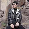 Men's leather jacket new men's PU locomotive jacket jacket color matching fashion leather jacket men's leather jacket