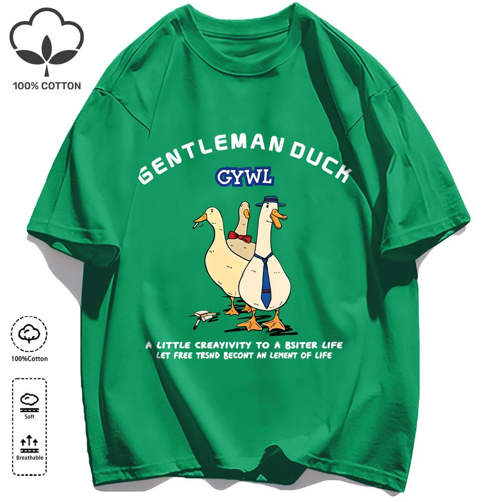 GentleUnisex Duck Like Free Print T-Shirts O-Neck Loose Short Sleeve Trendy Cotton Vintage Sportswear Unisex Soft Summer Top