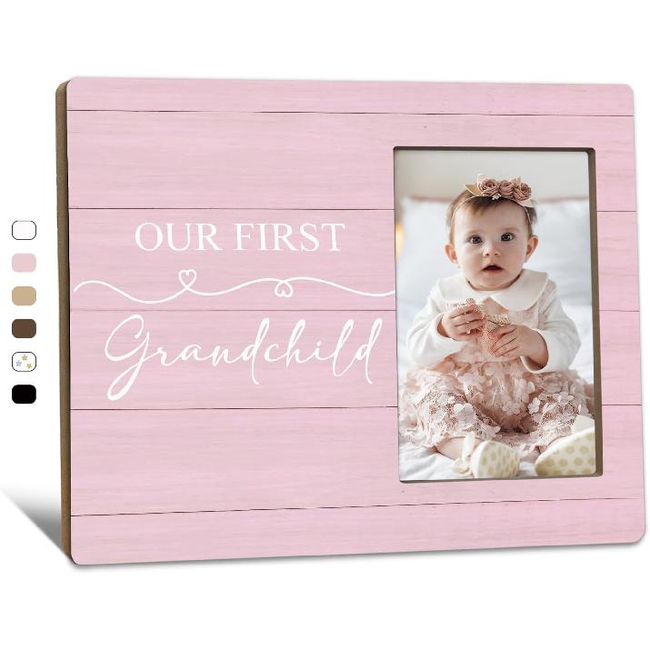 First Granddaughter Gifts Picture Frame 4x6, First Time Grandparents Gifts Photo Frame, New Baby Gift for Grandparents, New Grandparent Gift Wooden