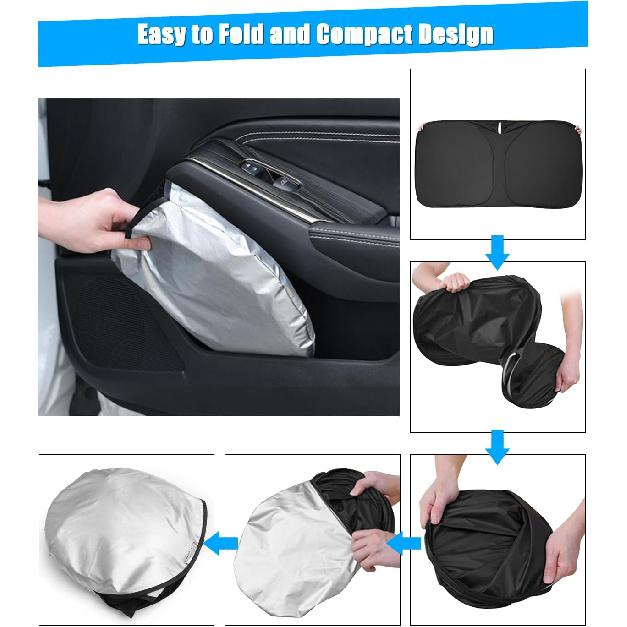 BESTVIEW Front Windshield Sun Shade Compatible With GMC Sierra 1500 2500 3500 -2024, Foldable Reflective Sunshade For Car Front Window, 3 Layers 210T