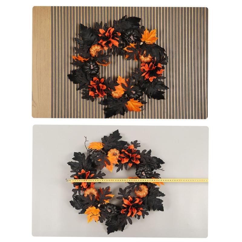 Artificial Leaves Wreath Halloween Wreath Decoration 40cm/15.7inch for Front Door Entryway, Porch, Wall Display Use