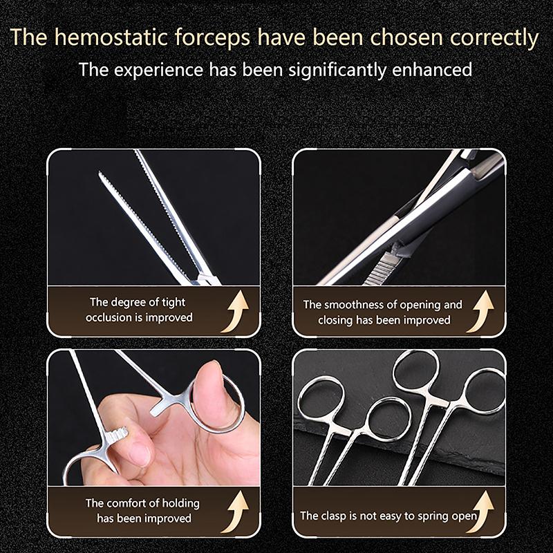 12.5/14/16/18 Cm Bent-Nose/Straight Curved Stainless Steel Locking Elbow Scissors Pliers Hemostatic Forceps Clamp Pliers