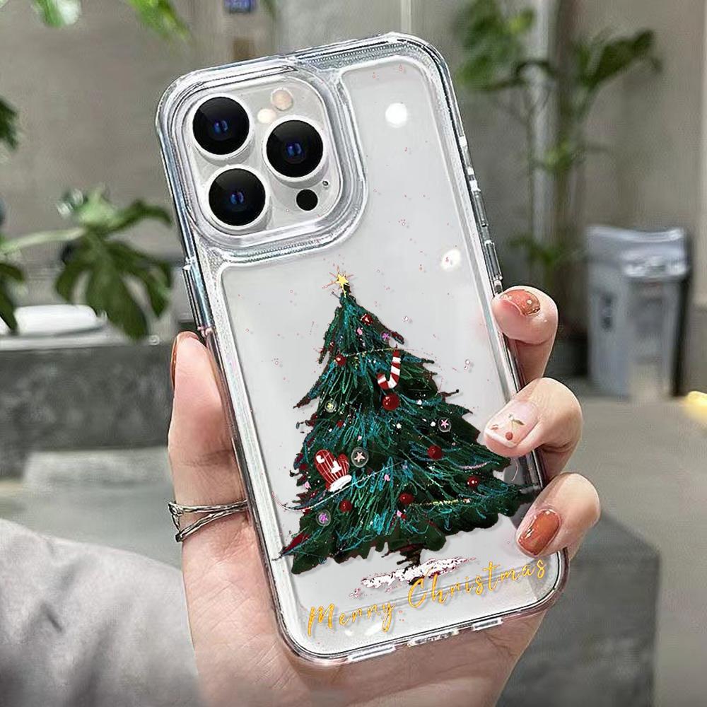 Silicon Christmas Phone Case For iPhone 14 Pro Max Funda iPhone 11 16 15 13 12 XR X XS 7 8 Plus SE 16promax 15promax Clear Cover