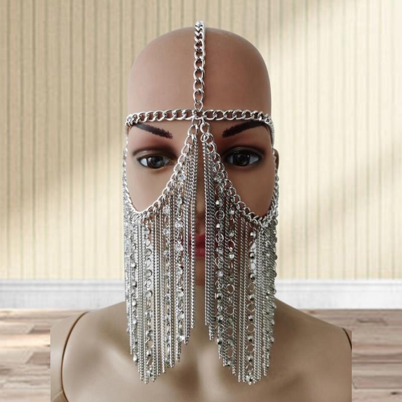 Elegant Metal Tassels Head Chain Face Covering Masquerades Party Accessory for Women Costume Parties Dressingup Supply