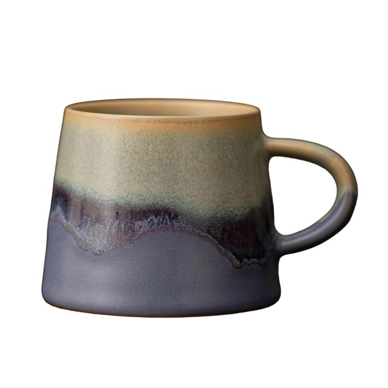 Handmade-Look Coffee Mugs 8Oz Ceramic Art Cup with Wide Base and Handle for Homes Office Beverage Use and Teatimes