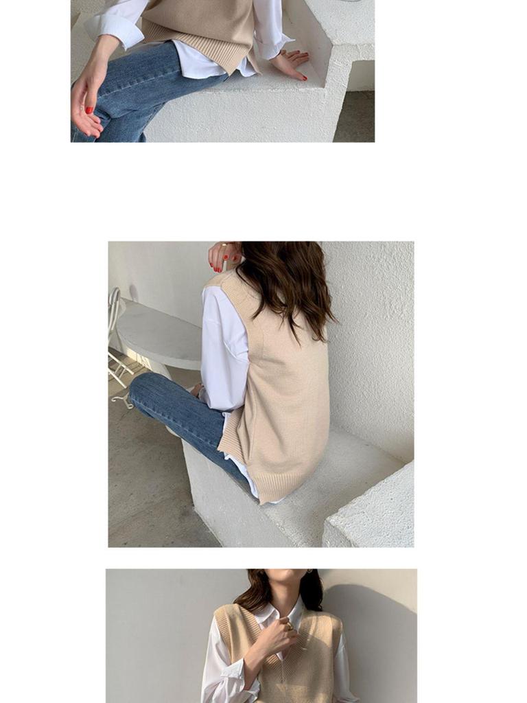 2024 Jarní/Podzimní dámský pletený svetr s volným pulovrem do V s výstřihem do V