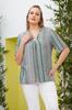 Damen Übergröße Bluse Plus Size Gestreifte Bluse mit Kragen Knopfdetail