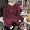 Women's Plus Size Red Round Neck Sweatshirt, Fleece-lined, Winter Layered Look, New Year Style