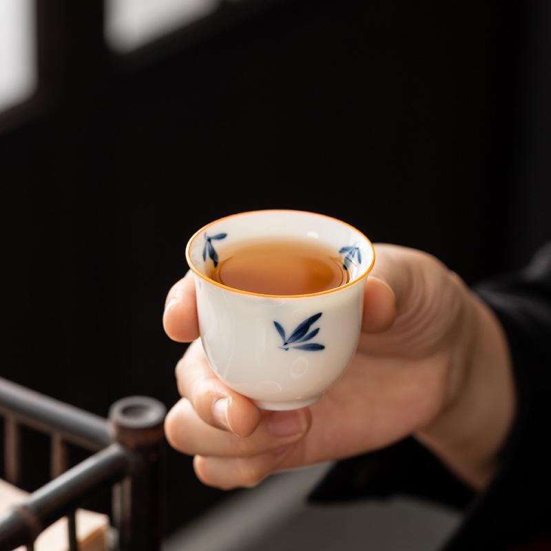 Hand-Painted White Porcelain Tea Cup, Personal Kung Fu Tea Set Bowl