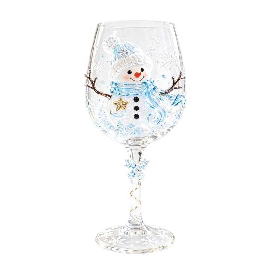 Klares Borosilikatglas Weihnachts-Stielweinglas, Schneemann/Weihnachtsmannkranz/Elch/Weihnachtsbaum Handbemalt, Einzigartige Austauschgeschenke Kreatives Stielglas