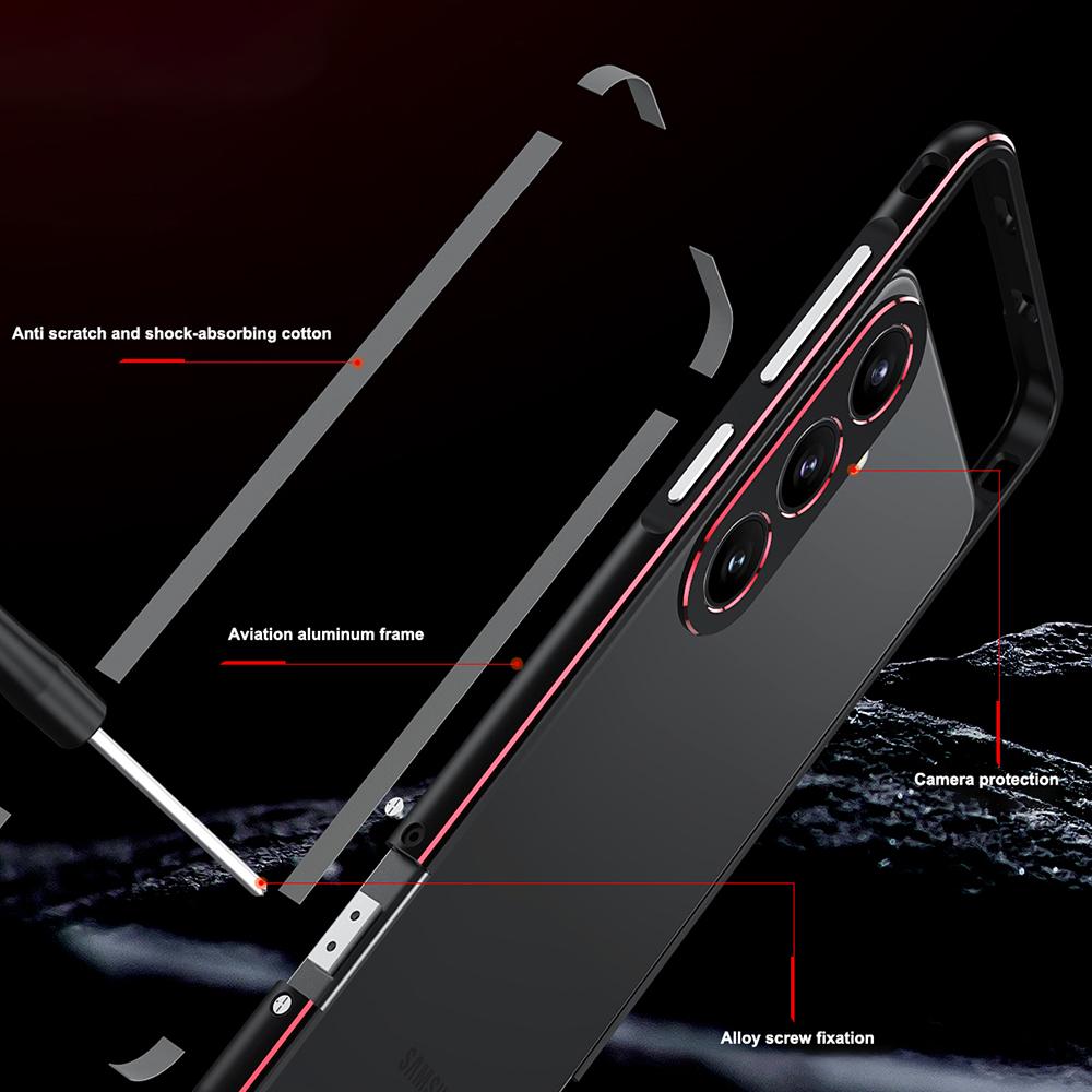 For Samsung Galaxy S24+ Bumper Case Metal Frame No Back Design Phone Shell with Camera Lens Cover