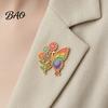 Butterfly Lapel Pin Enamel Flower Brooch Pin, Floral Badge for Women, Inscet Shaped Coats Sweaters Scarves Alloy