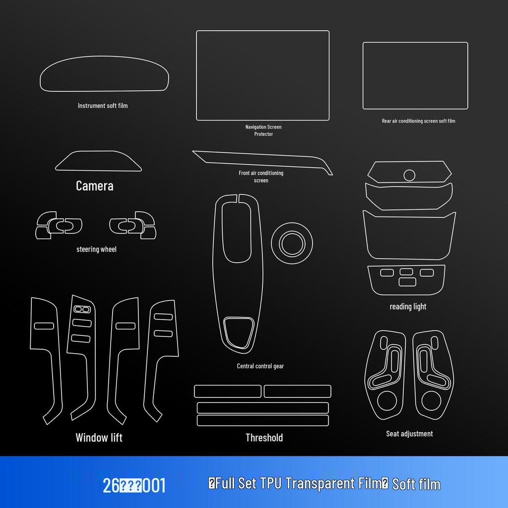 Zeekr 001 Navigation Screen Protector: Tempered Film & Interior Control Stickers for 26 Models