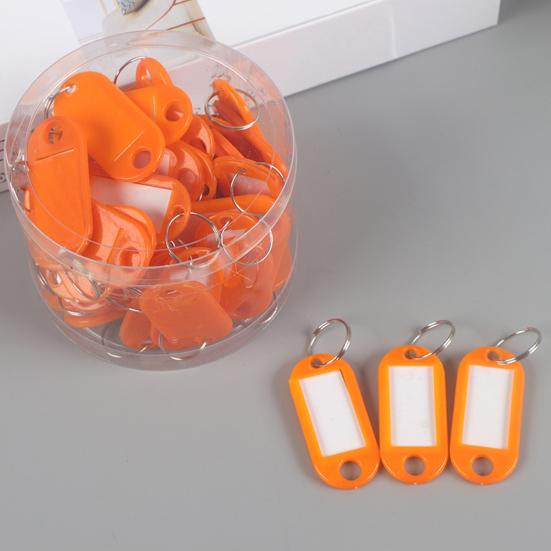 50Pcs Keyring Tags Plastic Key Fobs ID Tags with Split Keyring Paper Insert Key Tags Writing Paper Keychain Organizer