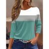 Color Block Striped Crew Neck Long Sleeve T-Shirt Slim Fit Casual Top Daily Wear