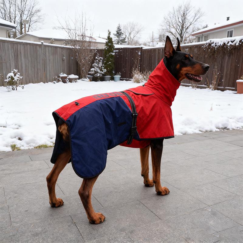 Pet Clothes Pet Jacket Outer Waterproof and Windproof Double Layer Warm Plus Long Neck Hat Dog Jacket