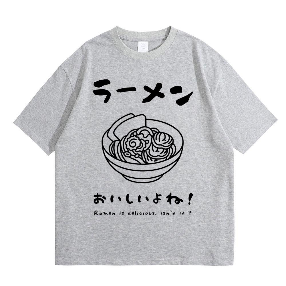 Raunisex T Shirt Food Lover Kawaii Japanese Style Streetwear Foodie Noodle TShirt Unisex Unisex Pure Cotton Short Sleeve TShirts