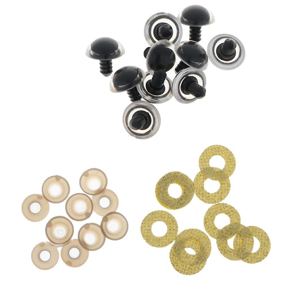 20pcs Plastic Safety Toy Eyes Glitter Nonwovens Washer 20mm 24mm