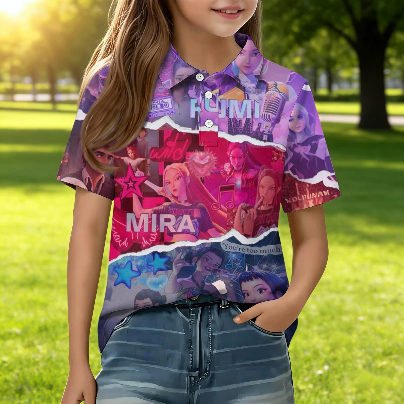 

Children Casual Short Sleeve Top Polo Shirt with Graphic Print Suitable for Daily Wear and Outdoor Activities Comfortable Fit 130