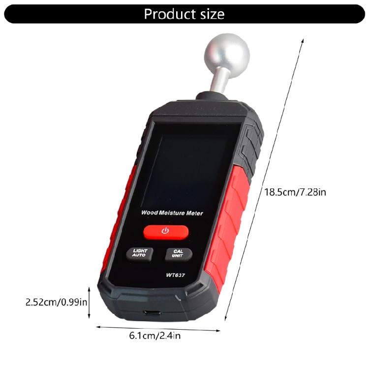 Advanced Moisture Tester For Building Materials 5-40mm Ball Probe Detection Rechargeable Battery Temperature Measurement