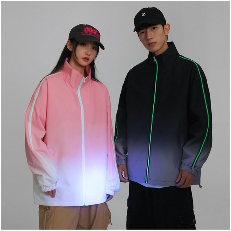 

Весна и осень Повседневная куртка Trend Ins Wind Couple Gradual Change Универсальная свободная куртка большого размера Tooling Stand-up 3XL чёрный