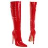 Point Toe Knee High Boots Zipper Autumn Winter Women's High Boots Patent Leather Long Thigh Dance Fetish Shoes Lady Large Size