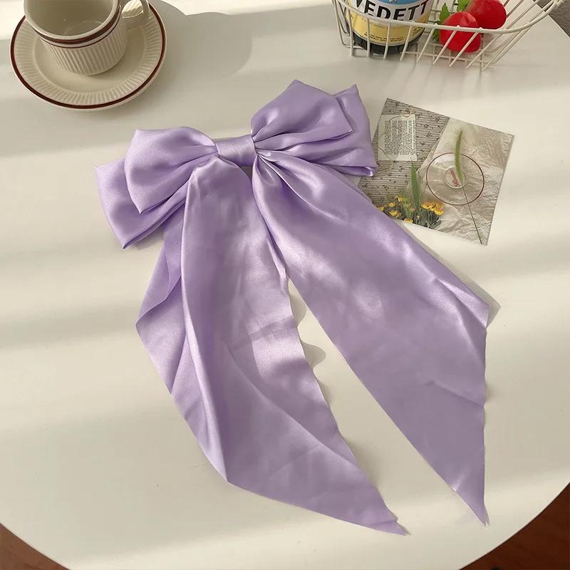 

Elegant Large Bow Ribbon Hair Clip for Women Simple Solid Satin Spring Clip Ponytail Bow Hairpin Fashion Girls Hair accessories Alloy