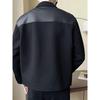 PU Leather Splicing Jacket Jacket Men's Trendy Brand Trend High-end Thickened Top Autumn and Winter New Clothes