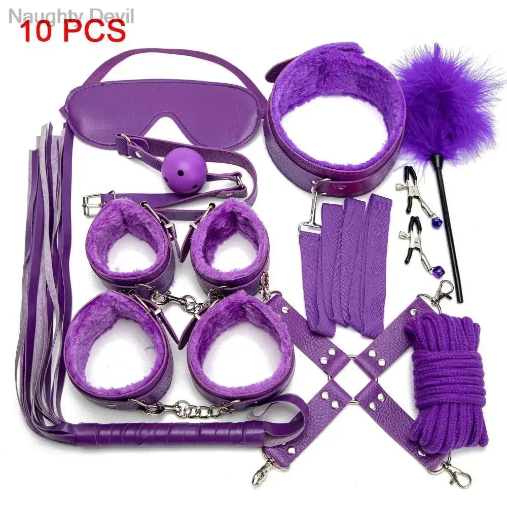 Sex Toy Kit Bondage Restraints Set Adult Toys Sex Toys Anal Plug Handcuffs Whip Gag Kits Sex Toys for Couples