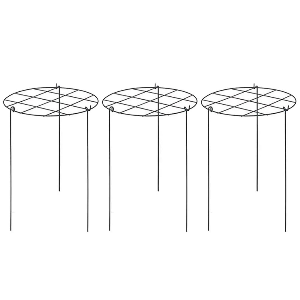 30cm Metal Garden Plant Support Stakes Round Peony Support Ring Cage For Indoor Outdoor Plants Garden Tools, 3Pcs