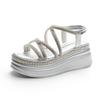 Roman sandals women's summer new rhinestone fashion versatile thick sole height increase small casual sandals